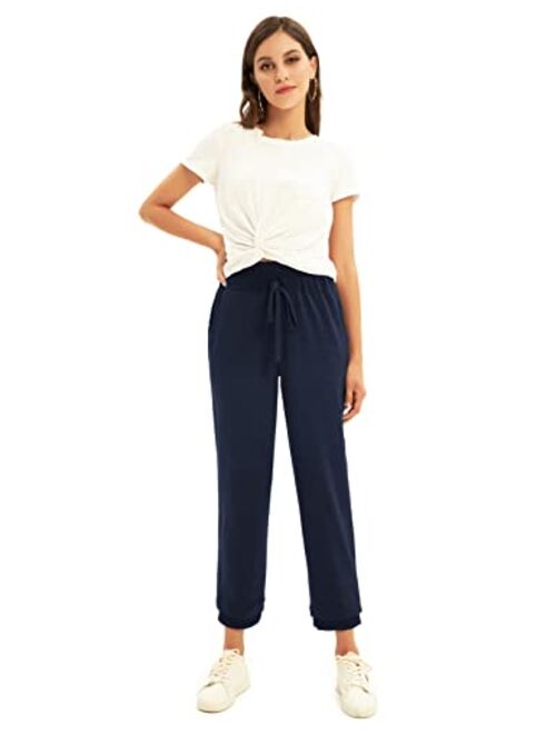 GRACE KARIN Women's Casual Trousers Drawstring Waist Ankle Pants with Pockets