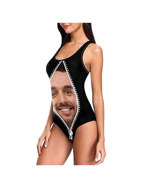 M Yescustom Custom Face Swimsuits for Women, Personalized Photo Tank Top Swimsuits, Customized One Piece Swimwear for Summer Holiday