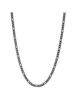 Black Ion-Plated Stainless Steel Figaro Chain Necklace