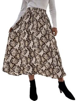 WDIRARA Womens Vintage Snake Skin Mid Waist Long Length Animal Print Skirt