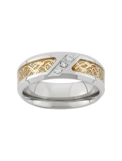 1/10 Carat T.W. Two Tone Stainless Steel Wedding Band - Men