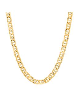 Men's 18k Gold Over Silver 7 mm Hollow Mariner Chain Necklace