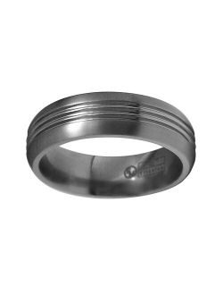 STI by Spectore Gray Titanium Grooved Wedding Band - Men
