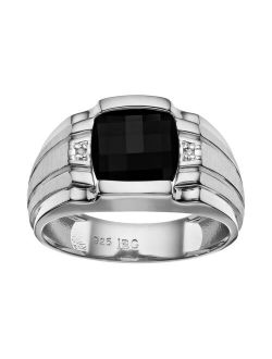 Men's Onyx & Diamond Accent Sterling Silver Ring