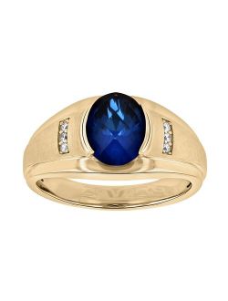 Men's 14k Gold Over Silver Lab-Created Blue & White Sapphire Ring