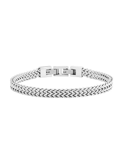 Mens Stainless Steel Double Franco Chain Bracelet with Extension
