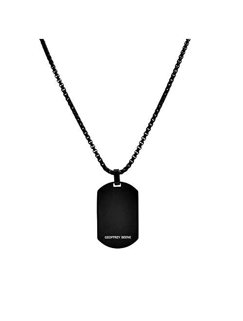 Geoffrey Beene Stainless Steel Men's Patterned Dog Tag Necklace