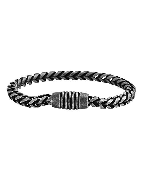 Geoffrey Beene Men's Stainless Steel Franco Chain Bracelet with Magnetic Clasp