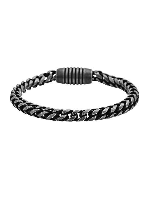 Geoffrey Beene Men's Stainless Steel Franco Chain Bracelet with Magnetic Clasp