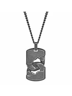Black Ion-Plated Stainless Steel Curb Chain Dog Tag Pendant Necklace