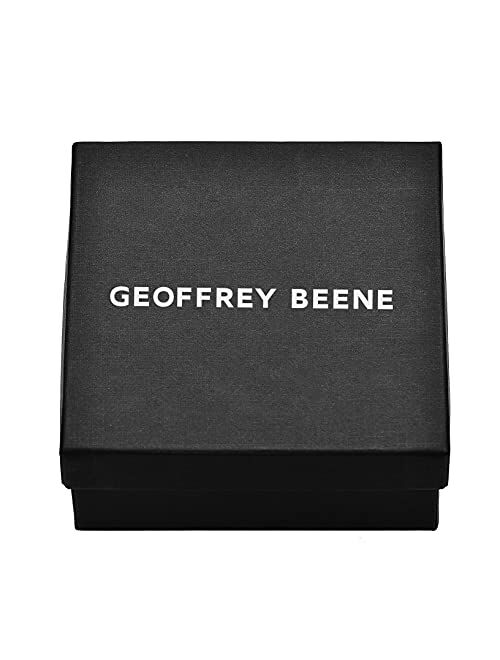 Geoffrey Beene Stainless Steel Men's Engravable Dog Tag Pendant Box Chain Necklace with Cubic Zirconia Stone