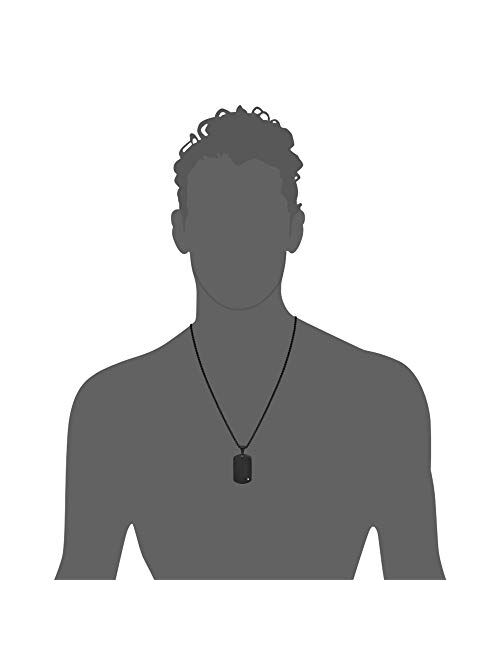 Geoffrey Beene Stainless Steel Men's Dog Tag Necklace with Cubic Zirconia Stone