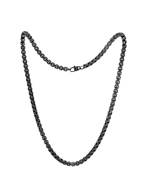 Geoffrey Beene Men's 6mm Stainless Steel 24inches Pattern Box Chain Link Necklace