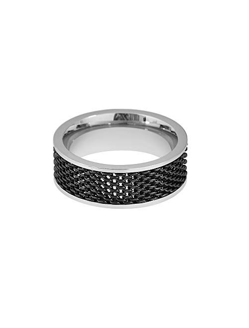 Geoffrey Beene Men's 8mm Stainless Steel Polished Edge Mesh Ring