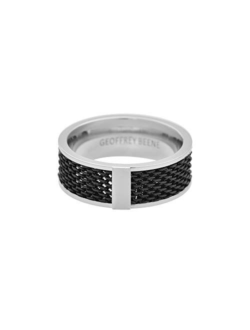 Geoffrey Beene Men's 8mm Stainless Steel Polished Edge Mesh Ring