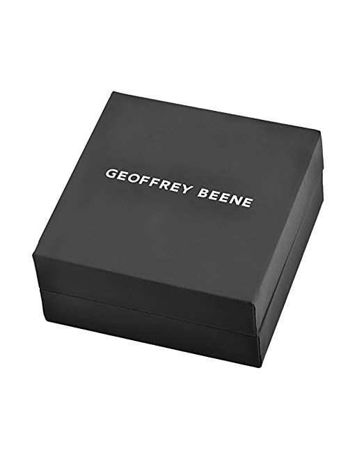 Geoffrey Beene Men's Stainless Steel Matte Finish Beveled Polished Edge Comfort Fit CZ Ring