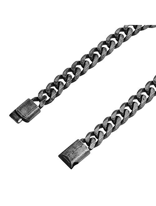Geoffrey Beene Men's Stainless Steel Antique Black Cuban Curb Chain Bracelet