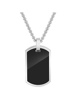 Men's Stainless Steel Engraveable Dog Tag Pendant Box Chain Necklace
