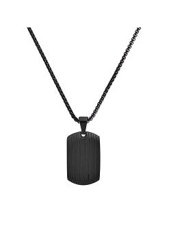 Stainless Steel Men's Striped Dog Tag Necklace
