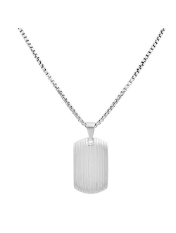 Stainless Steel Men's Striped Dog Tag Necklace