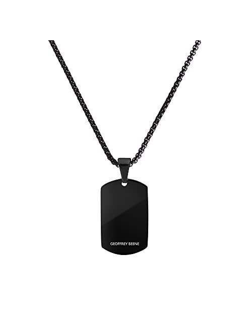 Geoffrey Beene Stainless Steel Men's Striped Dog Tag Necklace