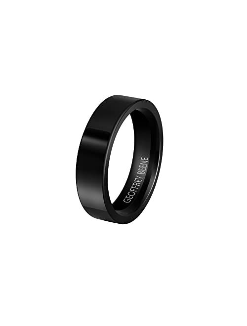 Geoffrey Beene Men Stainless Steel 7mm Polished Black Ring