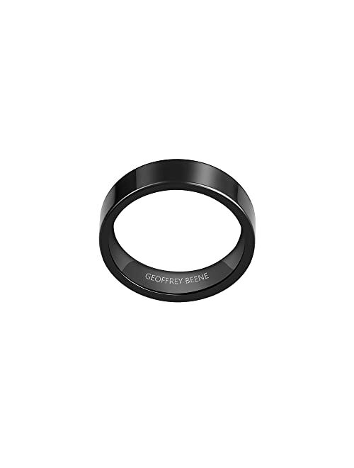 Geoffrey Beene Men Stainless Steel 7mm Polished Black Ring