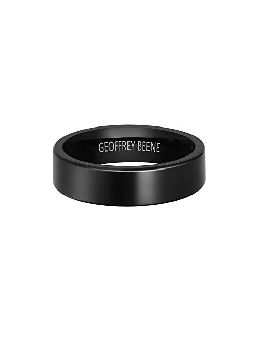 Geoffrey Beene Men Stainless Steel 7mm Polished Black Ring