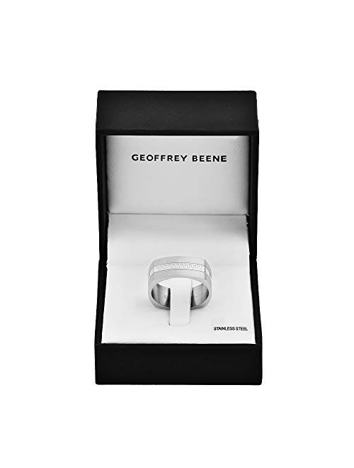 Geoffrey Beene Comfort Fit Men’s Greek Pattern Stainless Steel Ring Wedding Band