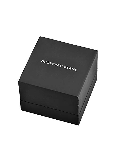 Geoffrey Beene Men’s Comfort Fit Grooved Stainless Steel Ring Wedding Band with Cubic Zirconia Stone