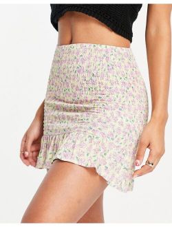 floral shirred skirt in pink