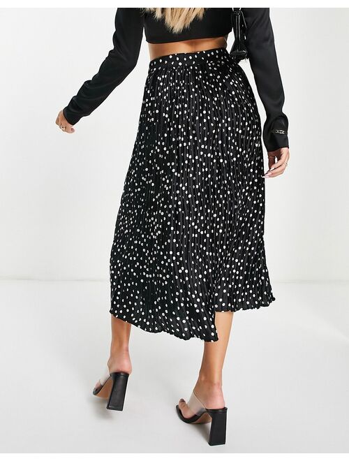 Vero Moda plisse midi skirt in black and white spot