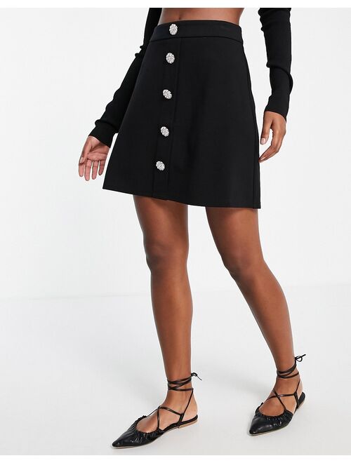 Vero Moda skirt with deco buttons in black