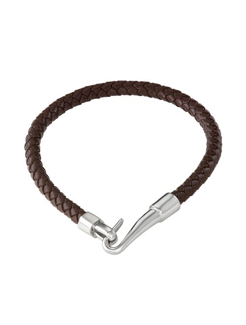 Simply Vera Vera Wang Braided Brown Leather Bracelet