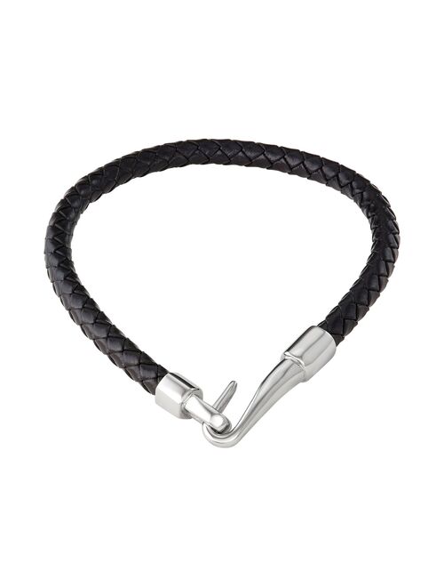 Simply Vera Vera Wang Men's Braided Black Leather Bracelet