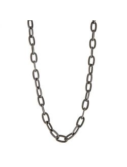 Men's Antiqued Black Stainless Steel Flat Chain Necklace