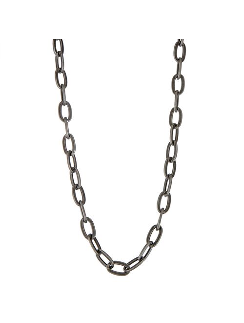 Simply Vera Vera Wang Men's Antiqued Black Stainless Steel Flat Chain Necklace