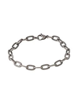 Men's Antiqued Stainless Steel Flat Chain Bracelet
