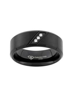 Diamond Accent Black Ion-Plated Stainless Steel Wedding Band - Men