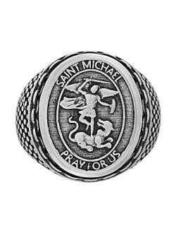 1913 Men's Stainless Steel St. Michael Medallion Ring