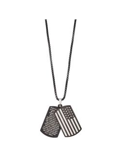 1913 Men's Stainless Steel Lord's Prayer American Flag Dogtag Necklace