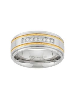 1/6 Carat T.W. Two Tone Stainless Steel Wedding Band - Men