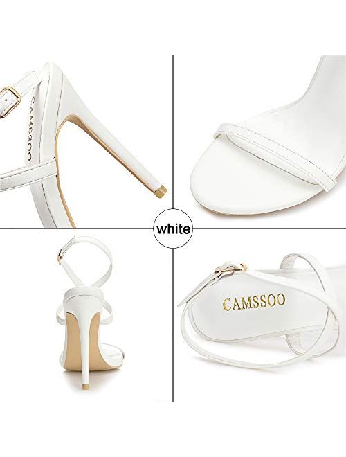 Camssoo Women's Open-Toe Stiletto 5.31” Heel Sandals with Ankle Strap Buckle Closure Dress Pump