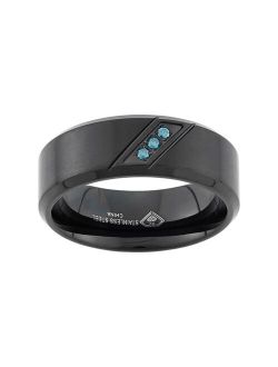 Blue Diamond Accent Black Ion-Plated Stainless Steel Wedding Band - Men