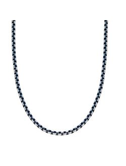 Blue Stainless Steel Box Chain Necklace