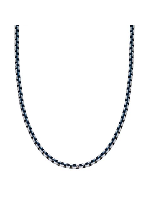 Men's LYNX Blue Stainless Steel Box Chain Necklace