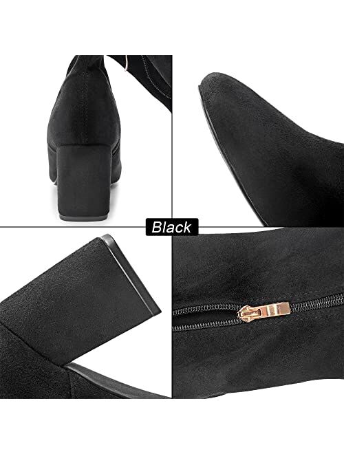 Camssoo Women's Thigh High Boots Heeled Over The Knee Boots Fashion Sexy Winter Low Chunky Block Heel Knee Thigh Boots