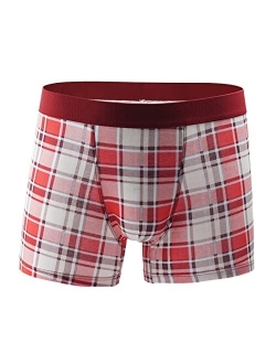 WOCACHI Men's Boxer Briefs Underwear Classic Checked Low Rise Trunks with Pouch No Ride-up Stretch Underpants Shorts