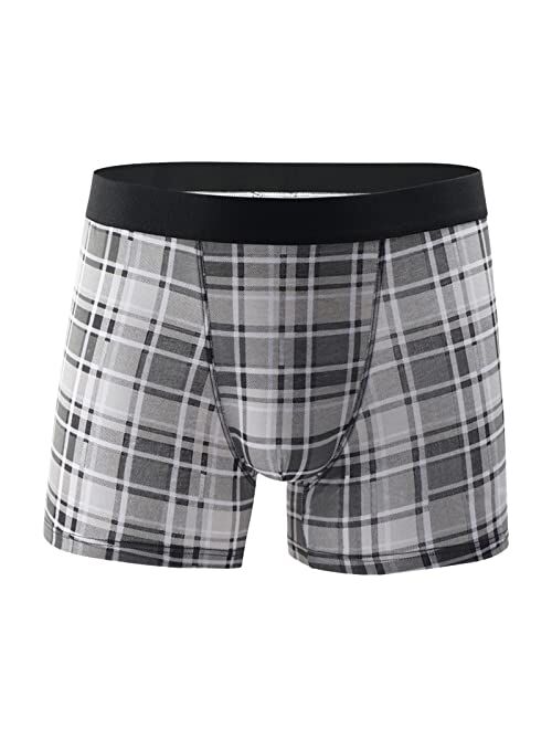 Reebok WOCACHI Men's Boxer Briefs Underwear Classic Checked Low Rise Trunks with Pouch No Ride-up Stretch Underpants Shorts