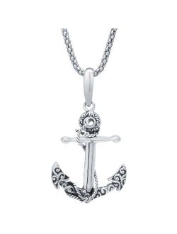 Sterling Silver Filigree Anchor Pendant Necklace